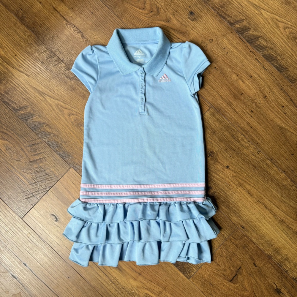 Adidas Short Sleeve Ruffle Polo Dress
